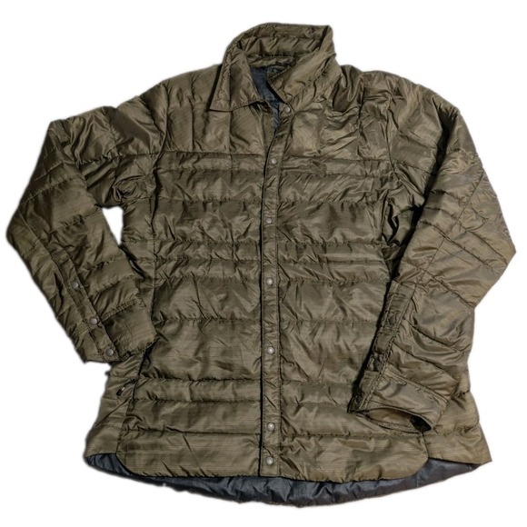 Nau Other - Nau Down Shirt Jacket Mens L Olive Green Goose Down Snap Puffer